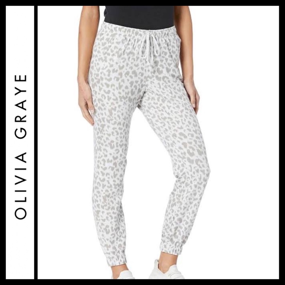 NWT Olivia Graye Snow Leopard Cargo Pocket Joggers